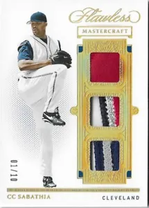 2021 Flawless Mastercraft CC Sabathia Triple Patches /10 Gold - Picture 1 of 2