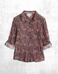 Ex Seasalt Women’s Long Sleeve Cotton Shirt in Navy Floral Mix Larsa - Picture 1 of 8