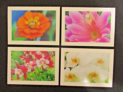 Набор из 4 пустых домашних поздравительных открыток с цветами крупным планом с цветочным тиснением - Изображение 1 из 4