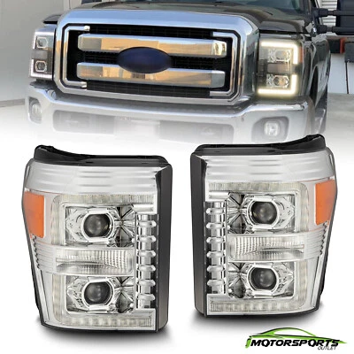 For 11-16 Ford Super Duty PRO-Series LED DRL/Sequential Signal Headlights Chrome - Image 1 of 4