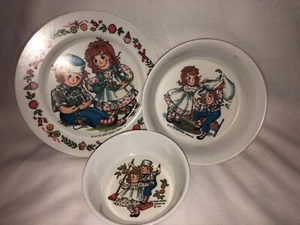 Menge 3 Stück Vintage Raggedy Ann Andy Bob Merrill 1969 Oneida Ware Kunststoff - Bild 1 von 7