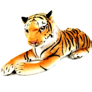 Tiger Tale Toys Tiger Bengal Plush Stuffed Animal Realistic 18” Firm Head Laying - Picture 1 of 11