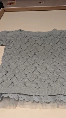 Suéter American Rag parte inferior de encaje con ribete turquesa/verde grande para mujer Foto 1 de 4