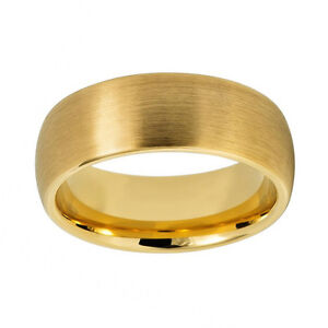 8mm Yellow Gold Tungsten Brushed Domed Classic Men's Wedding Band Ring Size 7-12