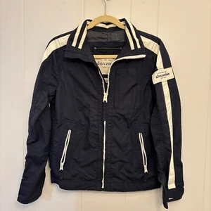 Vintage Abercrombie& Fitch Juniors SZ Lg Jacket Y2K Saranac Retro Logo Racing - Picture 1 of 13