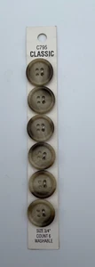 Ames Classic 4 Hole Flat Brown Tortoise Acrylic 3/4 Inch Round Button Set Of 6 - Picture 1 of 6