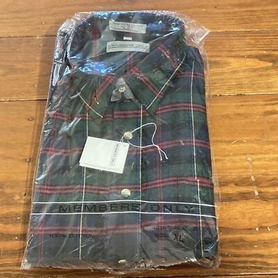 Vintage Members Only Flannel Button Up Shirt New In Package Size XL - Image 1 of 4