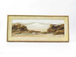 Framed Signed "Kahrs" Oil Landscape Painting River & Hills 15" Tall x 34.5" Wide - Picture 1 of 4
