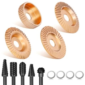 4PCS Wood Carving Disc Set for 4" or 4 1/2" Angle Grinder with 5PCS 1/4" Shan... - Picture 1 of 7