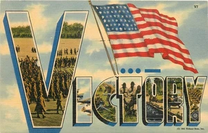 1940s Large letters Victory flag military Propaganda Teich Postcard 25-6927 - Picture 1 of 2