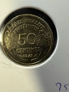 1941 France 50 Centimes - Beautiful Coin - #item 75 - Picture 1 of 2