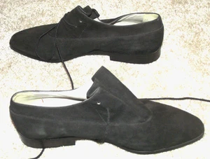 Zapatos de gamuza negros talla 6 marca Joan and David usados hechos en Italia con cordones - Imagen 1 de 6