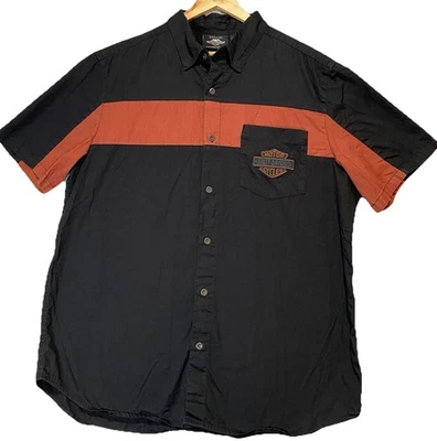 Camisa Harley-Davidson Para Hombre Tejida Bloque de Cobre Talla XL Abotonada Motociclista Retro Foto 1 de 4