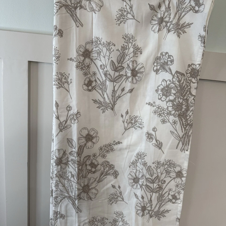 Cortina de Ducha Floral Hilo Común Blanco Beige Moderno Granja Minimalista Foto 1 de 4