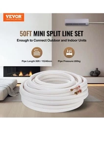 50FT Mini Split Line Set, 1/4" & 1/2" O.D Copper Pipes Tubing and Triple-Layer I - Picture 1 of 6