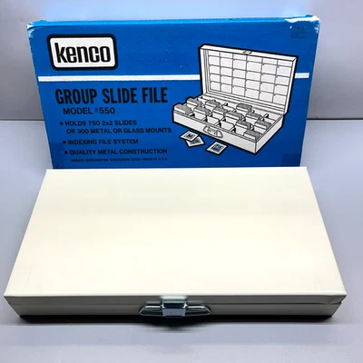Kenco Group 幻灯片文件 #550 白色可容纳 750 2x2 滑块或 300 金属/玻璃底座 — 第 1/4 张图片