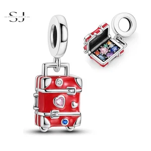 925 Sterling Silver Holiday Luggage Charm Bead for Bracelets Gifts for Women - Picture 1 of 5