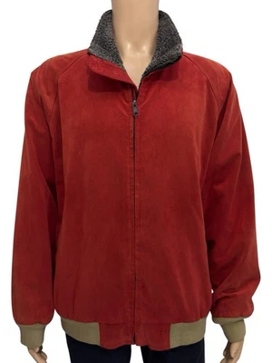 ⭐VTG ORVIS- BURNT ORANGE MENS XL Suede Bomber Jacket SHERPA/FLEECE Lining - Image 1 of 4