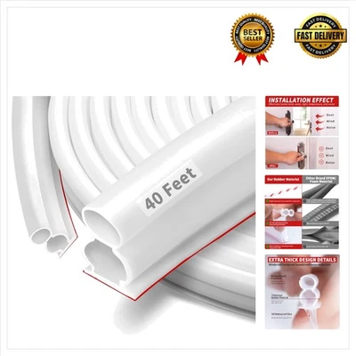 Tira de sello de goma blanca en forma de D de 40 pies - Aislamiento para puertas y ventanas Foto 1 de 4