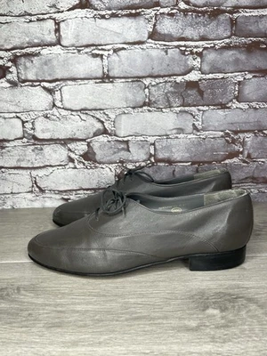 Mario De Gerard VTG Deadstock Gray Leather Oxfords Heel Shoes Women 11D US/42EU - Image 1 of 4