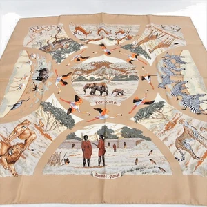 HERMES Scarf Carre 90 "Tanzanie" Tanzania Good Condition vintage No box - Picture 1 of 6