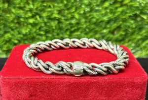 David Yurman 925 Sterling Silver Woven Cable Men’s Bracelet Size 7 - Picture 1 of 9