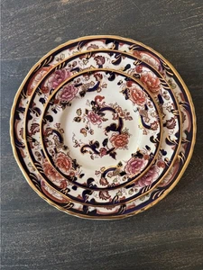 Vintage Mason's Ironstone Blue Mandalay Pattern, Set of 3 Plates - Picture 1 of 3