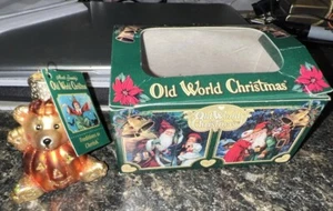 OWC Old World Christmas Glass Halloween Li'l Pumpkin Bear #26049 sitting teddy - Picture 1 of 14