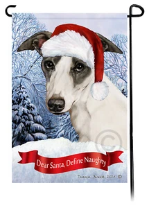 Querido Santa, Define Bandera de Jardín Travieso - Whippet Azul y Blanco 142A - Imagen 1 de 1