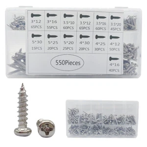 550tlg Blechschrauben Kreuzschlitz Linsenkopf Edelstahl VA Sortiment Set DIN7981 - Bild 1 von 5