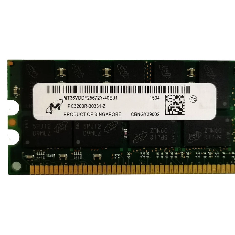 Micron 2GB PC-3200R MT36VDDF25672Y DDR 400 ECC Registered Server RAM Memory - Image 1 of 3