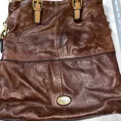 Bolso de mano plegable de cuero marrón Fossil Explorer bandolera mensajero grande Foto 1 de 4
