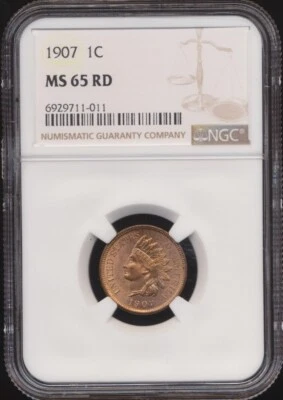 1907 Indian Cent NGC MS 65 RD - Image 1 of 2