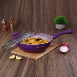 Wonderchef Royal Velvet Forged Non-Stick Aluminum Stir Fry Wok with Lid, 24cm - Picture 1 of 7