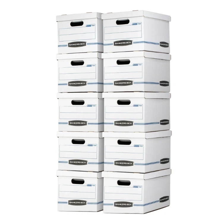 Bankers Box Basic Duty Letter/Legal File Storage Box with Lids, 10 Pack, White C - Image 1 of 4