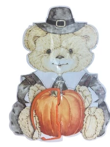 Vintage Table Decor Centerpiece Thanksgiving Pilgrim Pumpkin Honeycomb Teddybear - Picture 1 of 6