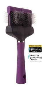 Master Grooming Tools PET SOFT Pin DOUBLE WIDE FLEXIBLE SLICKER BRUSH Mat Shed - Picture 1 of 3