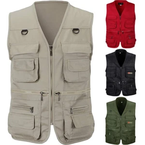 Men's Multi-Pocket Waistcoat Breathable Outdoor Sports Coat Thin Fishing Vest - Picture 1 of 11