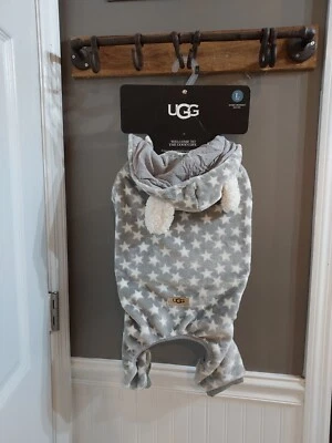 NWT😊UGG Avery Large Glacier Gray Stars Hooded Soft Dog Pajama Sz Large  - Image 1 of 4