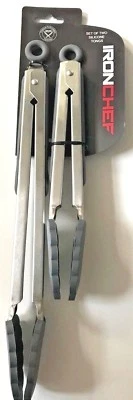 Набор из 2 силиконовых щипцов Iron Chef America из нержавеющей стали с функцией блокировки - Изображение 1 из 3