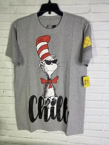 Dr. Seuss Chill Graphic Print Gray Short Sleeve Tee T-Shirt Unisex Size M - Picture 1 of 5