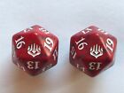 2 Red Mtg War Of The Spark Spindown Dice D20 Life Counters