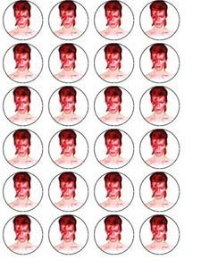 24 X TOPPER TORTA CARTA RISO/WAFER PRETAGLIATI DAVID BOWIE COMPLEANNO - Foto 1 di 1