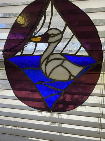 Vintage Stained Glass Window Hanging Duck Cover