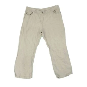 Marks & Spencer Women's Trousers UK 18 Tan 100% Linen Chino - Picture 1 of 5