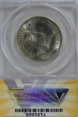 1953-S  .50   ANACS  MS 64  WASHINGTON-CARVER    Classic Silver Commemorative   - Image 1 of 2