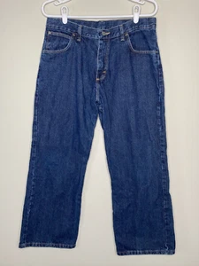 Wrangler Denim Jeans Boy's Youth 16 Husky Blue Dark Wash Casual 100% Cotton - Picture 1 of 16