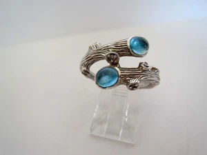 MICHAEL ARAM "ENCHANTED FOREST" Sterling Silver 925 & Cabochon BlueTopaz RING S7 - Picture 1 of 13
