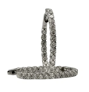 Authentic 14K White Gold 1.25 CTW Lab Grown Diamond Hoop Earrings - Picture 1 of 8