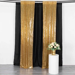 2 Panels 8 feet x 2 feet Sequin Backdrop Curtain Rod Pockets Photo Booth Party - Picture 1 of 104